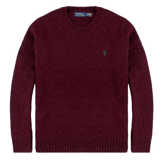 Polo Ralph Lauren Chunky Crew Knit Aged Wine Heather - The Sporting Lodge