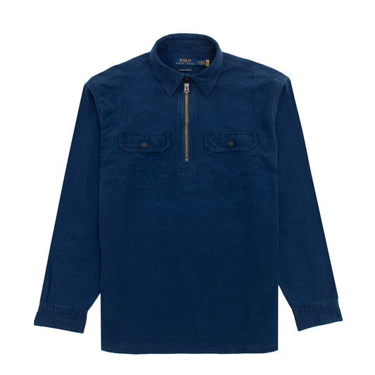 Polo Ralph Lauren Classic Fit Indigo Popover Workshirt Slub Indigo - The Sporting Lodge