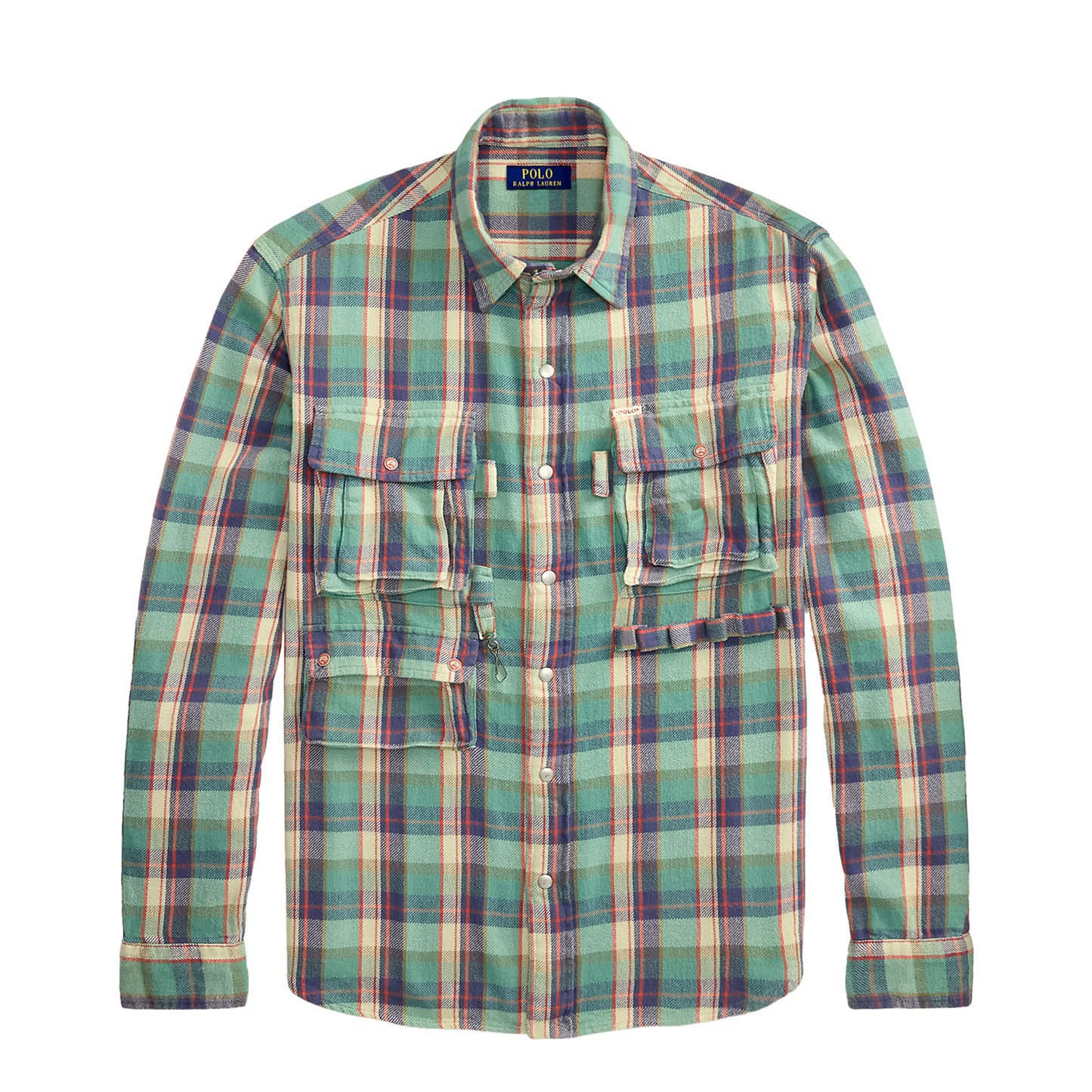 Polo Ralph Lauren Classic Fit Plaid Brushed Flannel Shirt Green / Pink Multi