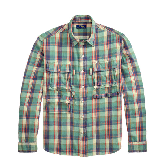 Polo Ralph Lauren Classic Fit Plaid Brushed Flannel Shirt Green / Pink Multi