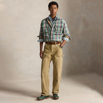 Polo Ralph Lauren Classic Fit Plaid Brushed Flannel Shirt Green / Pink Multi