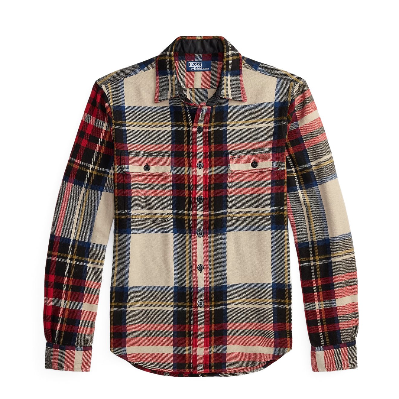 Ralph Lauren Men's Classic Fit Plaid Flannel Workshirt - Size M in Cream Red Multi Ralph Lauren Men's Classic Fit Plaid Flannel Workshirt - Size M in Cream Red Multi
