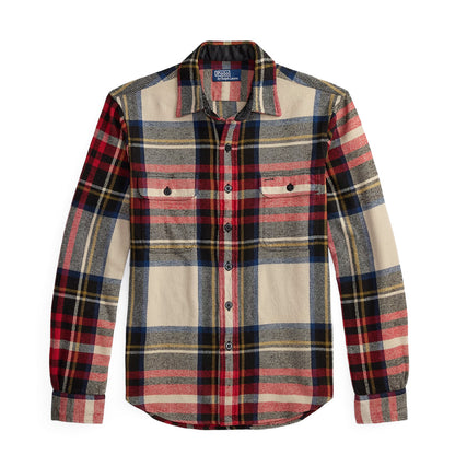 Polo Ralph Lauren Classic Fit Plaid Flannel Workshirt Cream / Red / Multi