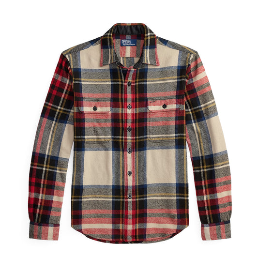 Polo Ralph Lauren Classic Fit Plaid Flannel Workshirt Cream / Red / Multi