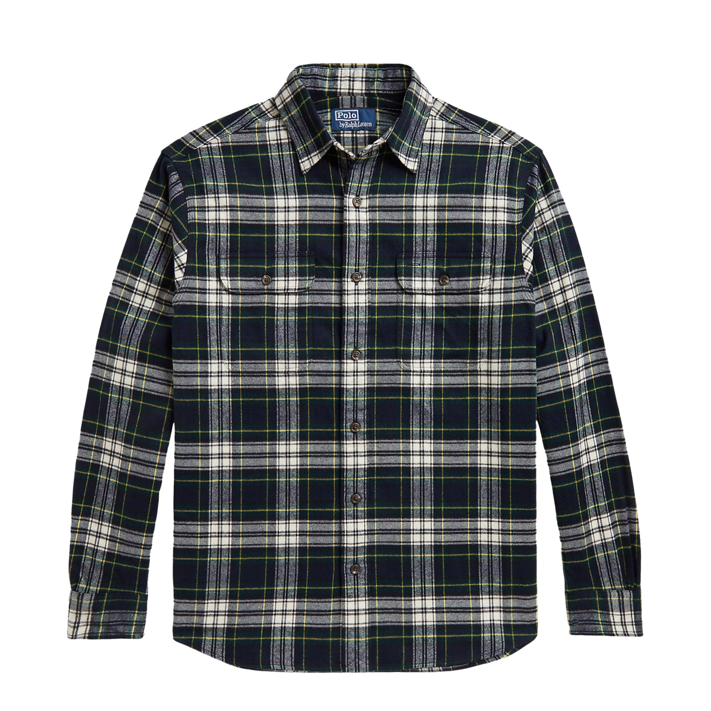 Polo Ralph Lauren Classic Fit Plaid Flannel Workshirt Navy Green Multi