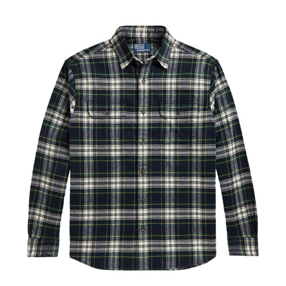 Polo Ralph Lauren Classic Fit Plaid Flannel Workshirt Navy Green Multi