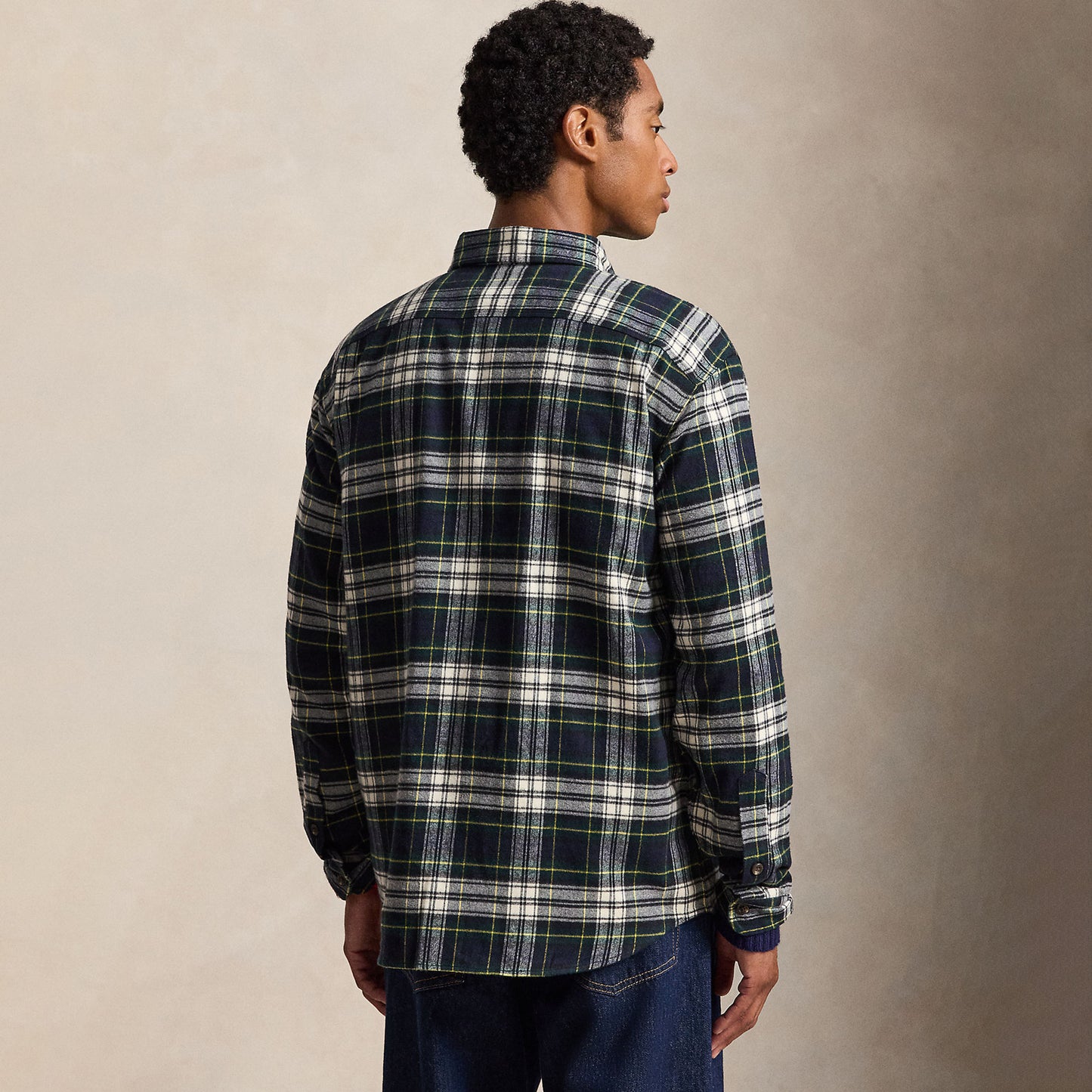 Polo Ralph Lauren Classic Fit Plaid Flannel Workshirt Navy Green Multi