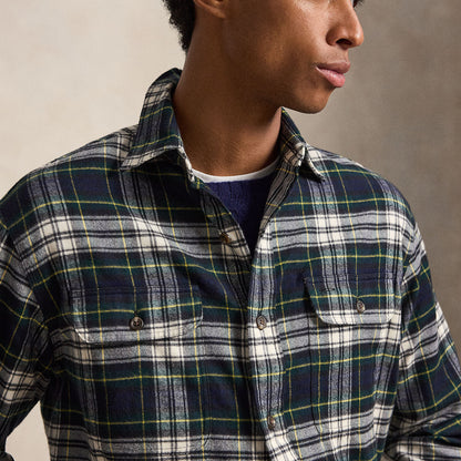 Polo Ralph Lauren Classic Fit Plaid Flannel Workshirt Navy Green Multi