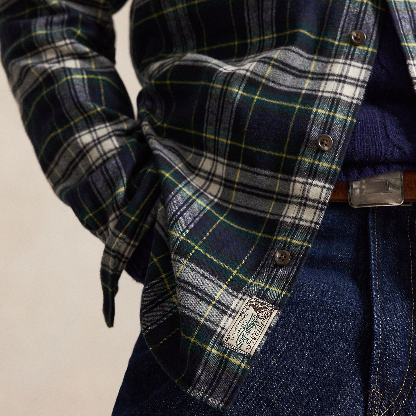Polo Ralph Lauren Classic Fit Plaid Flannel Workshirt Navy Green Multi