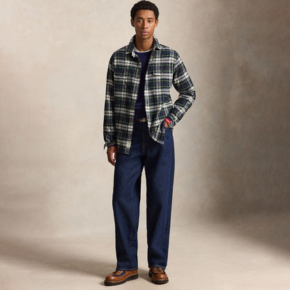 Polo Ralph Lauren Classic Fit Plaid Flannel Workshirt Navy Green Multi
