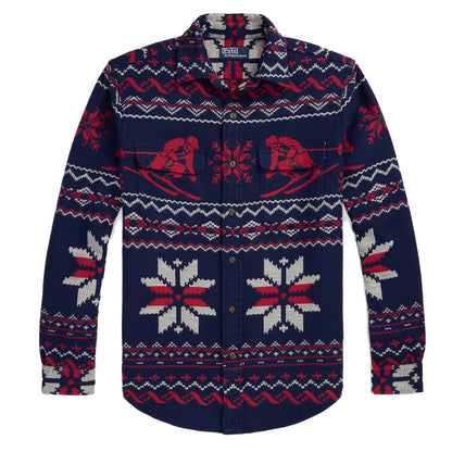 Polo Ralph Lauren Classic Fit Skier-Snowflake Workshirt Holiday Ski Jacquard - The Sporting Lodge