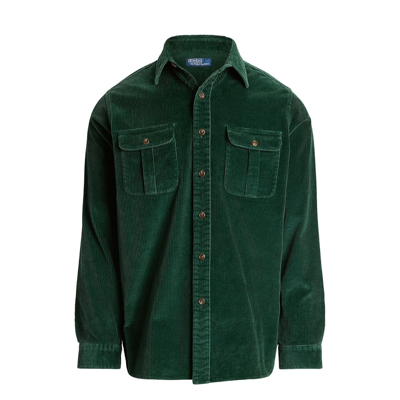 Polo Ralph Lauren Classic Fit Suede-Patch Corduroy Shirt Moss Agate