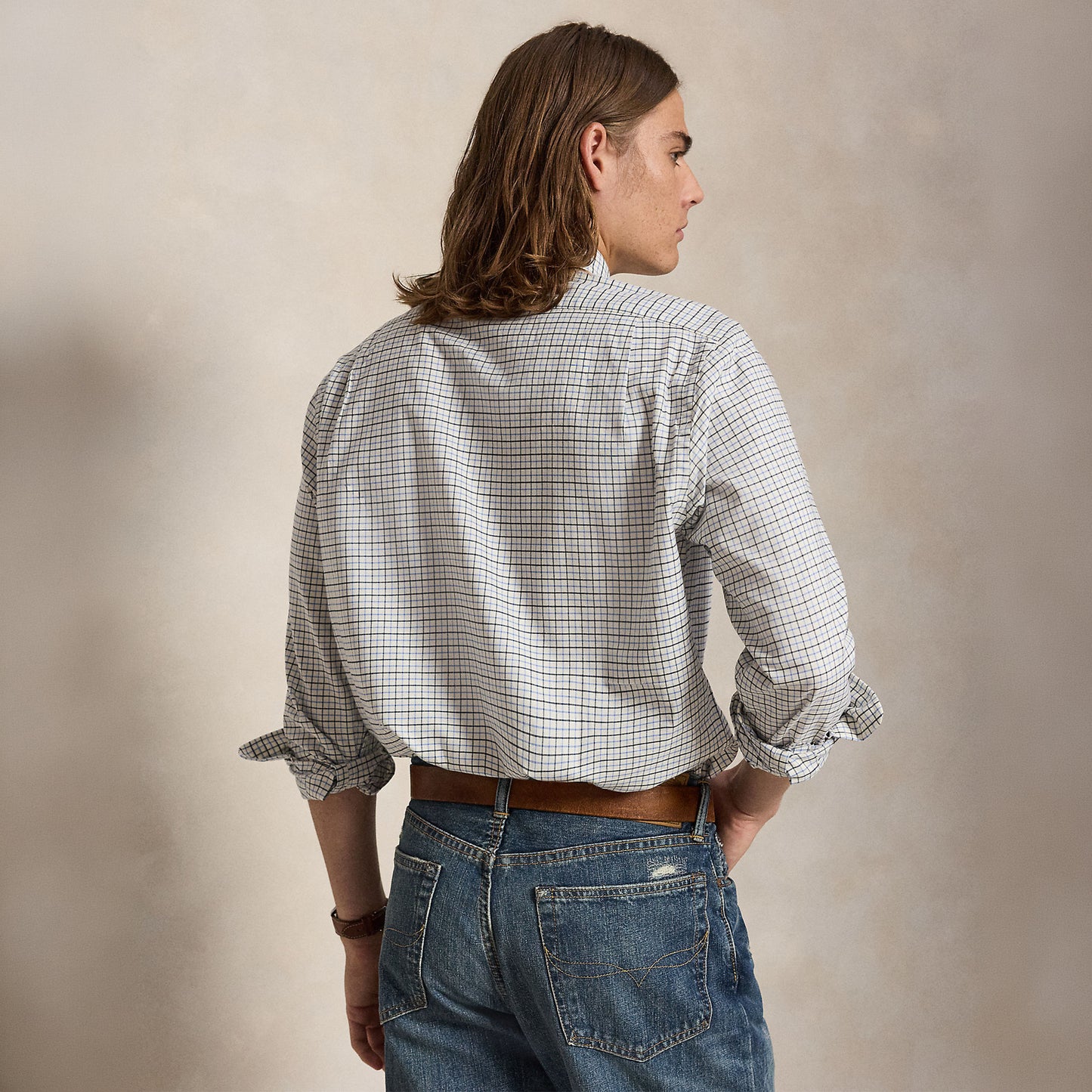 Polo Ralph Lauren Classic Fit Tattersall Twill Shirt Off White Blue Multi
