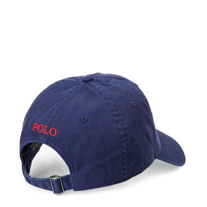 Polo Ralph Lauren Cotton Chino Baseball Cap Newport Navy/Red - The Sporting Lodge