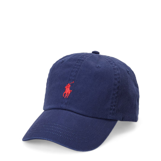Polo Ralph Lauren Cotton Chino Baseball Cap Newport Navy/Red - The Sporting Lodge