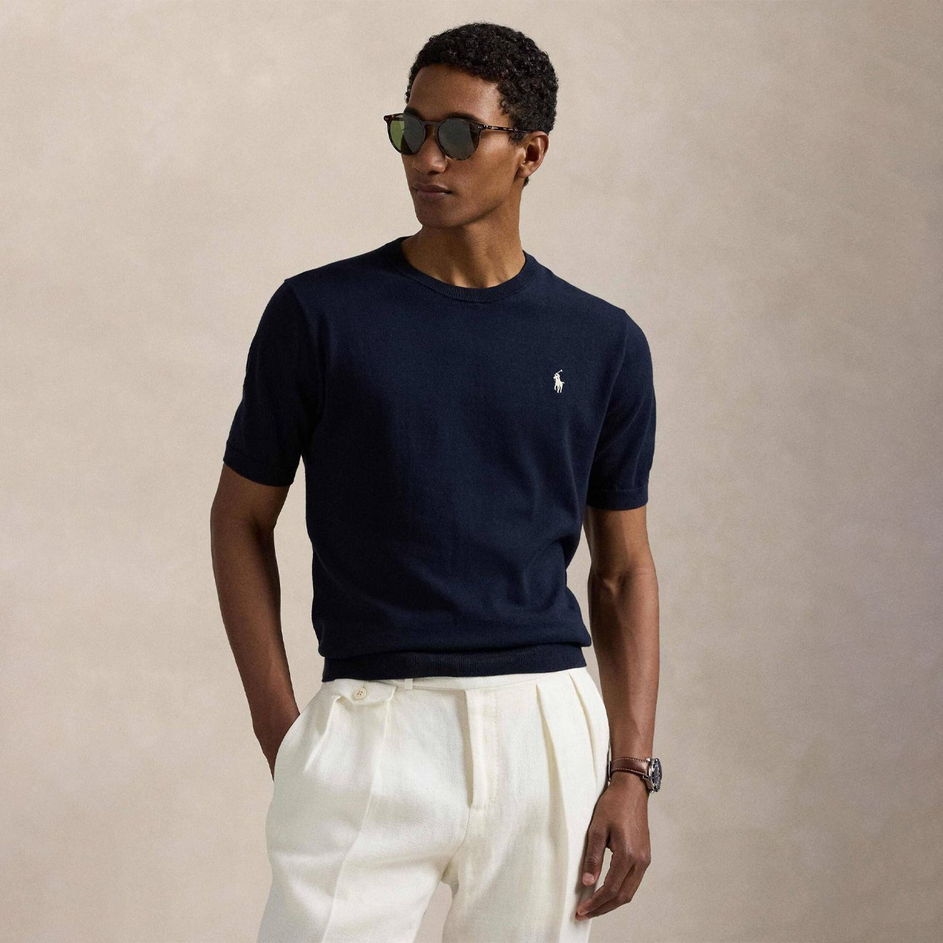 Polo Ralph Lauren Cotton Crewneck S/S Sweater Hunter Navy
