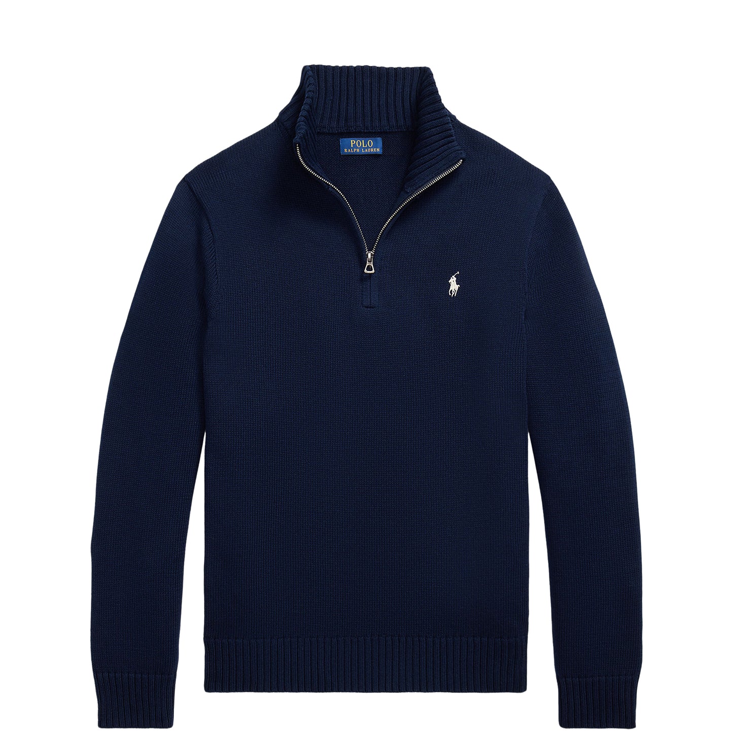 Polo Ralph Lauren Cotton Quarter Zip Mockneck Sweater Hunter Navy / C8135