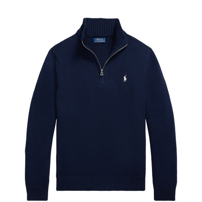 Polo Ralph Lauren Cotton Quarter Zip Mockneck Sweater Hunter Navy / C8135