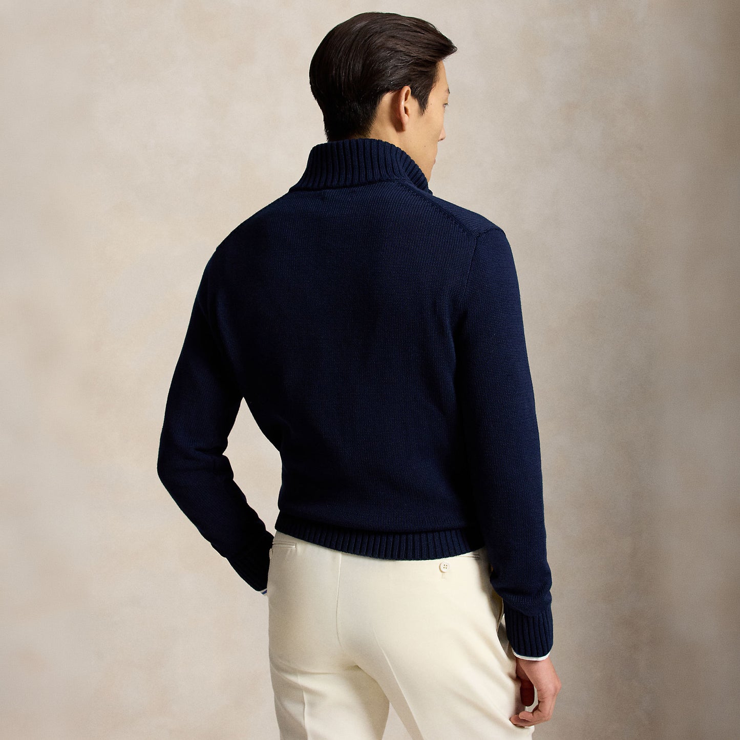 Polo Ralph Lauren Cotton Quarter Zip Mockneck Sweater Hunter Navy / C8135