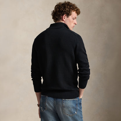 Polo Ralph Lauren Cotton Quarter Zip Mockneck Sweater Polo Black
