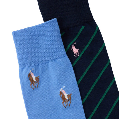 Polo Ralph Lauren Crew Sock 2 Pack Blue / Green - The Sporting Lodge