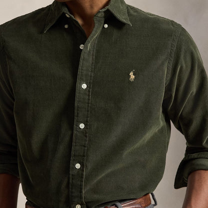 Polo Ralph Lauren Custom Fit Corduroy Shirt Company Olive W/Khaki Pp