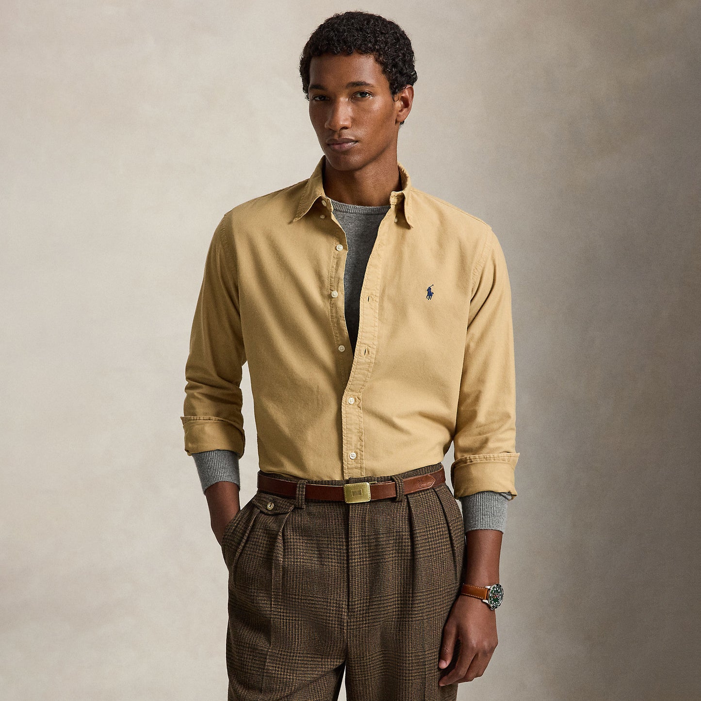 Polo Ralph Lauren Custom Fit Garment-Dyed Oxford Shirt Classic Camel