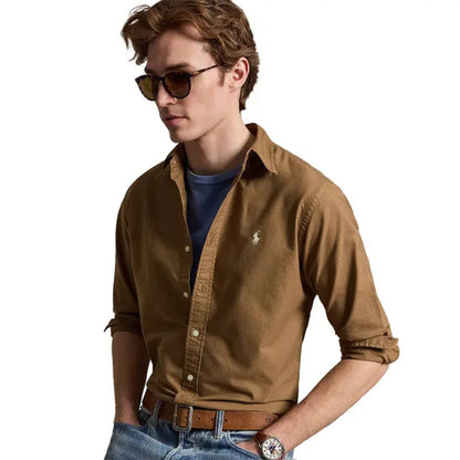 Polo Ralph Lauren Custom Fit Garment-Dyed Oxford Shirt RL Brown - The Sporting Lodge