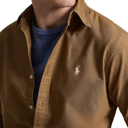 Polo Ralph Lauren Custom Fit Garment-Dyed Oxford Shirt RL Brown - The Sporting Lodge
