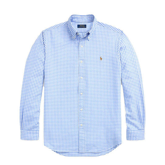 Polo Ralph Lauren Custom Fit Gingham Oxford Shirt Light Blue/White
