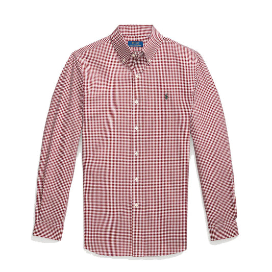 Polo Ralph Lauren Custom Fit Gingham Stretch Poplin Shirt Wine / White