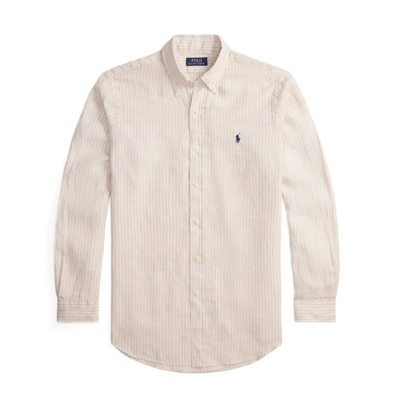 Polo Ralph Lauren Custom Fit Linen Shirt Coastal Beige White