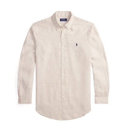 Polo Ralph Lauren Custom Fit Linen Shirt Coastal Beige White