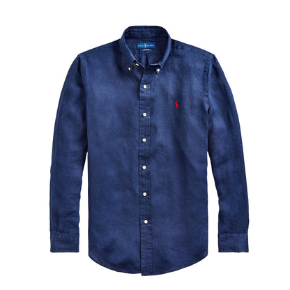 Polo Ralph Lauren Custom Fit Linen Shirt Newport Navy