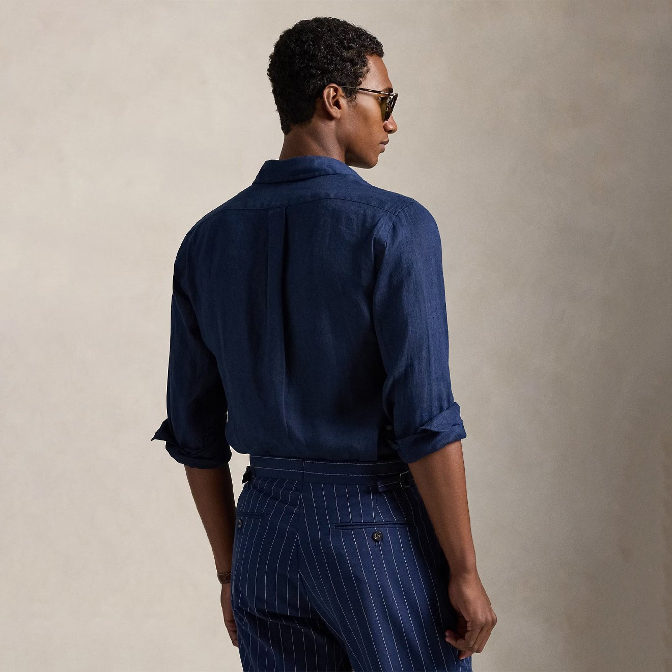 Polo Ralph Lauren Custom Fit Linen Shirt Newport Navy / White