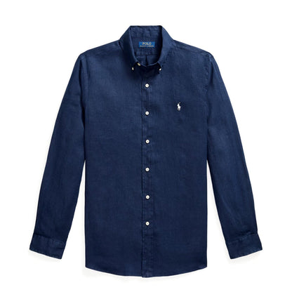 Polo Ralph Lauren Custom Fit Linen Shirt Newport Navy / White