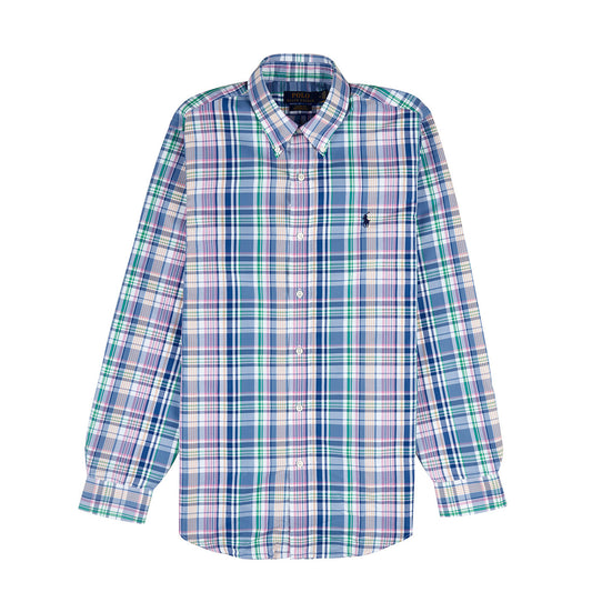 Polo Ralph Lauren Custom Fit Oxford Shirt Blue / Pink Multi