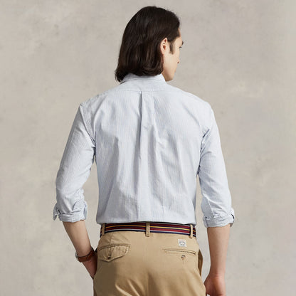 Polo Ralph Lauren Custom Fit Oxford Shirt Blue / White Stripe - The Sporting Lodge