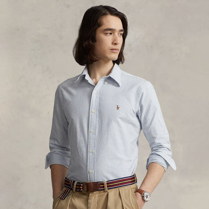 Polo Ralph Lauren Custom Fit Oxford Shirt Blue / White Stripe - The Sporting Lodge