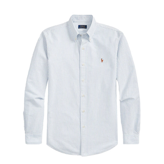 Polo Ralph Lauren Custom Fit Oxford Shirt Blue / White Stripe - The Sporting Lodge