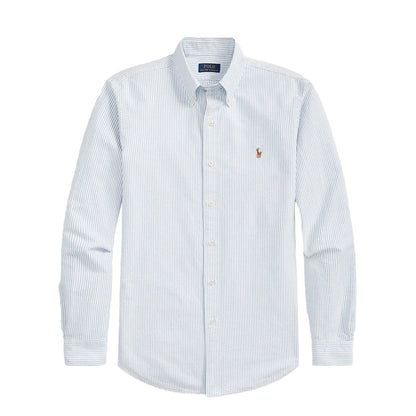 Polo Ralph Lauren Custom Fit Oxford Shirt Blue / White Stripe - The Sporting Lodge