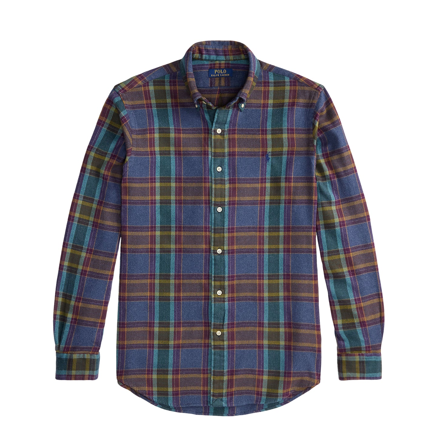 Polo Ralph Lauren Custom Fit Plaid Flannel Shirt Blue Purple Heather Multi