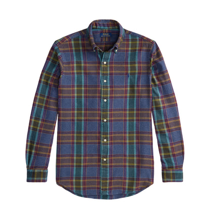 Polo Ralph Lauren Custom Fit Plaid Flannel Shirt Blue Purple Heather Multi