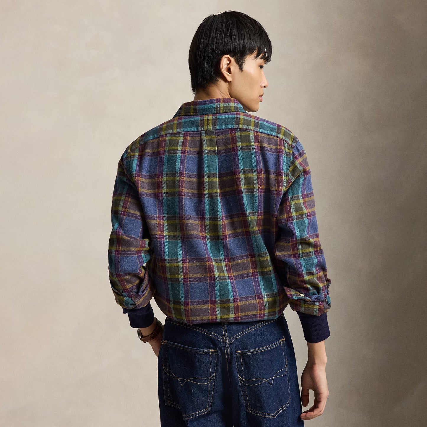Polo Ralph Lauren Custom Fit Plaid Flannel Shirt Blue Purple Heather Multi
