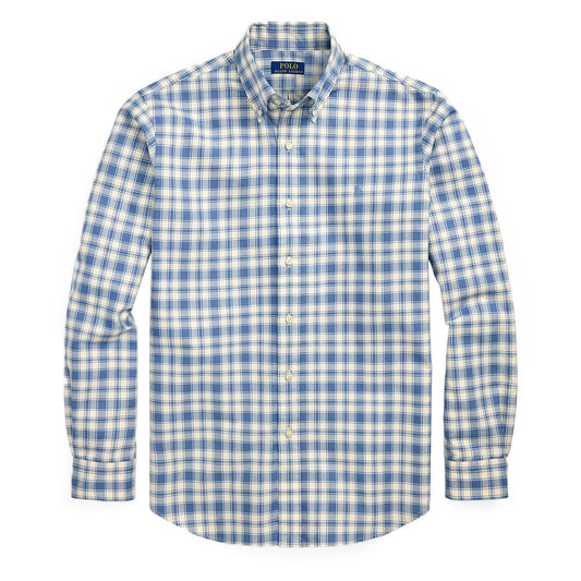 Polo Ralph Lauren Custom Fit Plaid Oxford Shirt Blue Cream - The Sporting Lodge