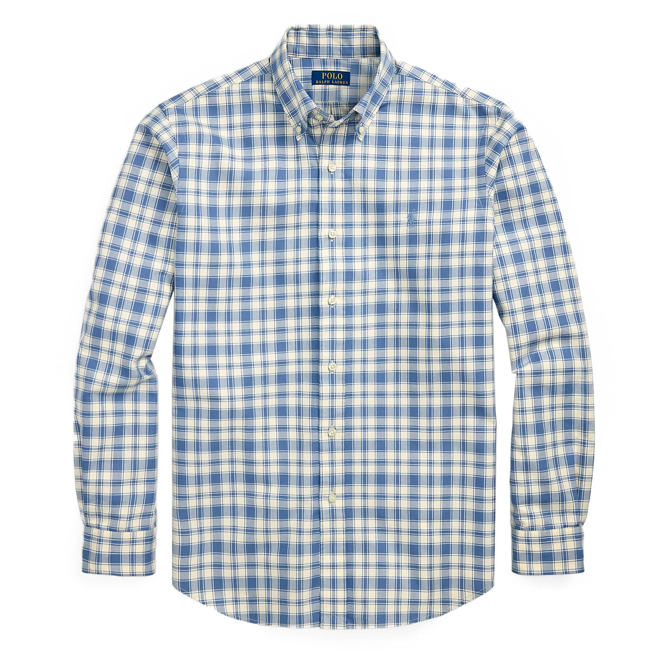 Polo Ralph Lauren Custom Fit Plaid Oxford Shirt Blue Cream - The Sporting Lodge