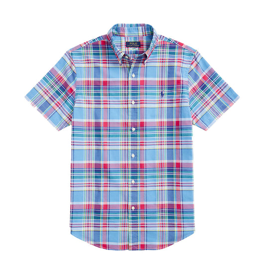 Polo Ralph Lauren Custom Fit Plaid Oxford Shirt Blue/Red Multi