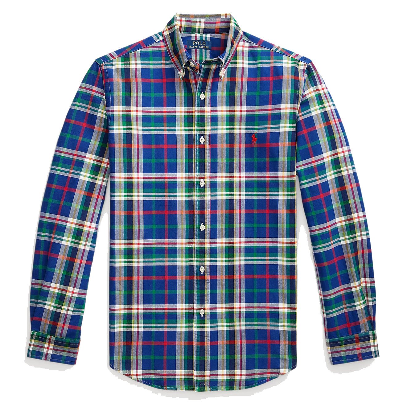 Polo Ralph Lauren Custom Fit Plaid Oxford Shirt Royal/White Multi - The Sporting Lodge
