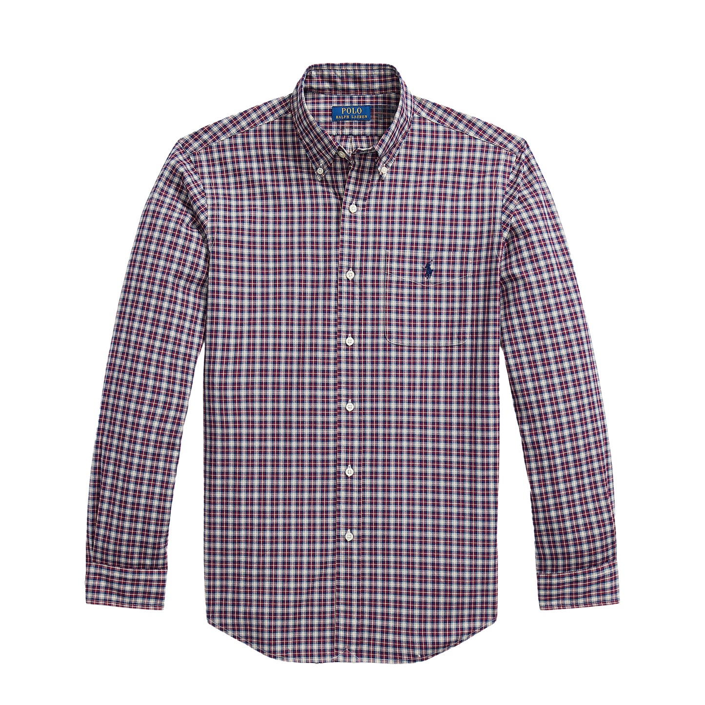 Polo Ralph Lauren Custom Fit Plaid Poplin Shirt Red Cream Multi