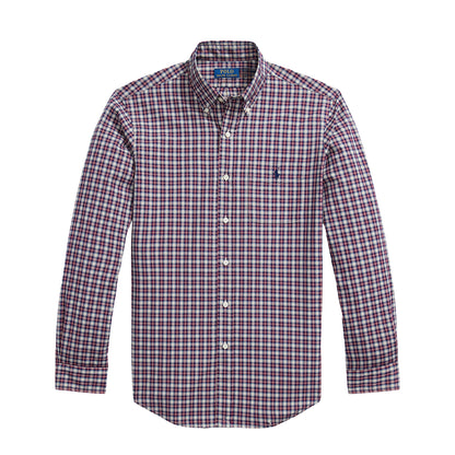 Polo Ralph Lauren Custom Fit Plaid Poplin Shirt Red Cream Multi